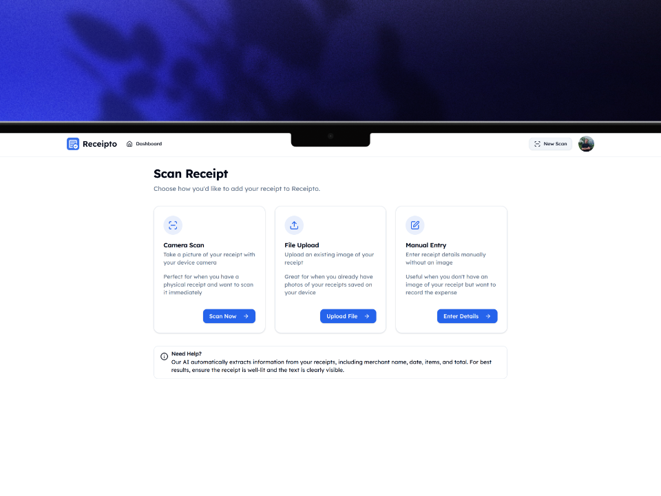 AI receipt scanning demo